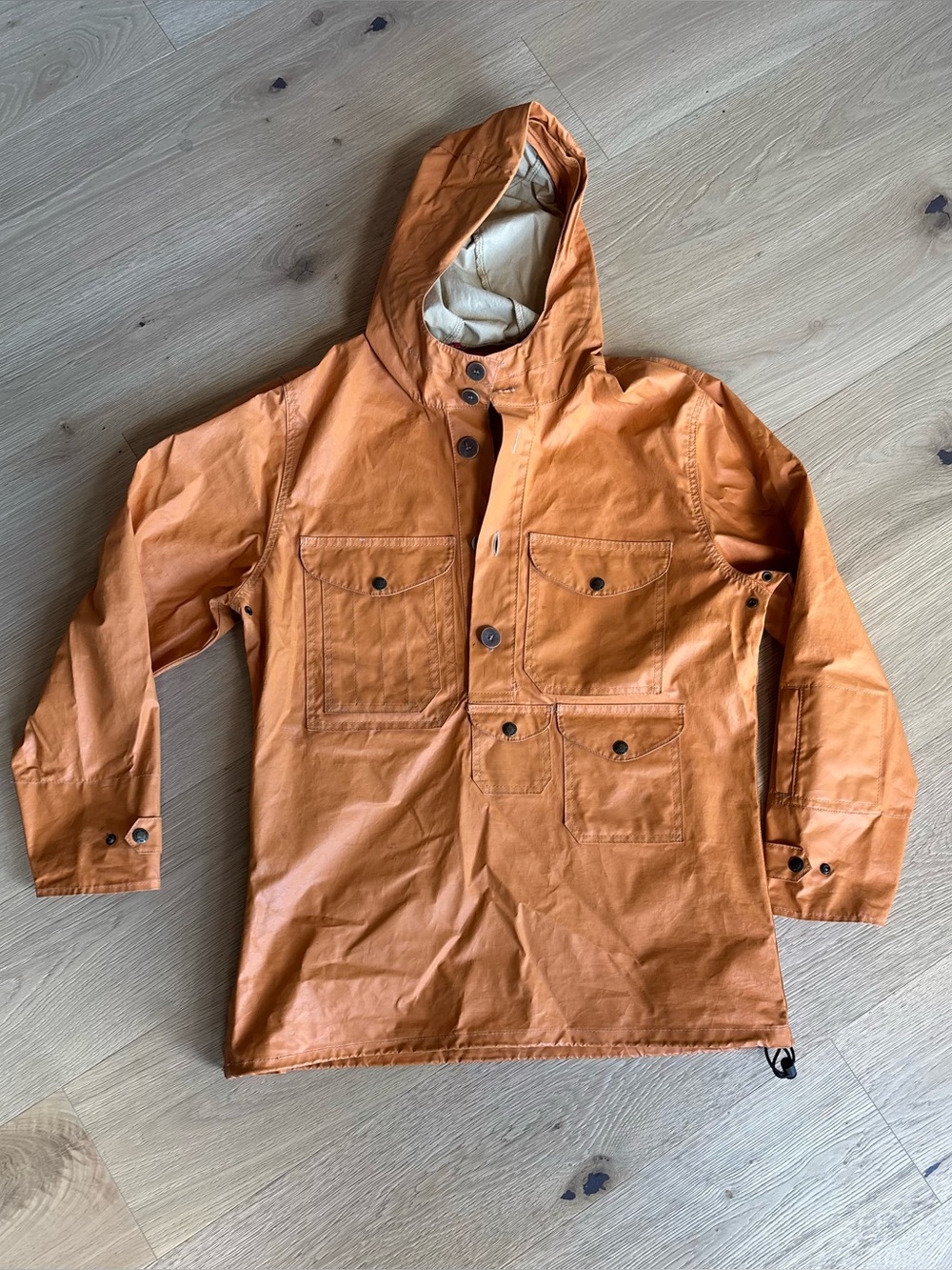 Rare Vintage FILSON Redwood Pullover Anorak, Hunting, Rain Gear, Orange, USA, M